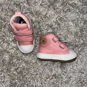 Kids Pink High-Top Converse Sneakers